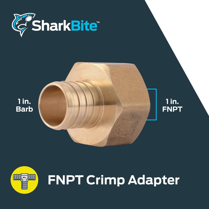 SharkBite 1 Inch Crimp Female Adapter, Brass Plumbing Fitting, PEX Pipe, PE-RT, UC094LFA - Image 2